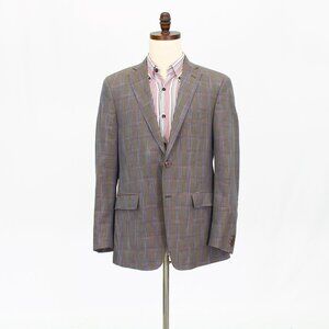 Etro Brown Plaid Sport Coat with Purple Windowpane